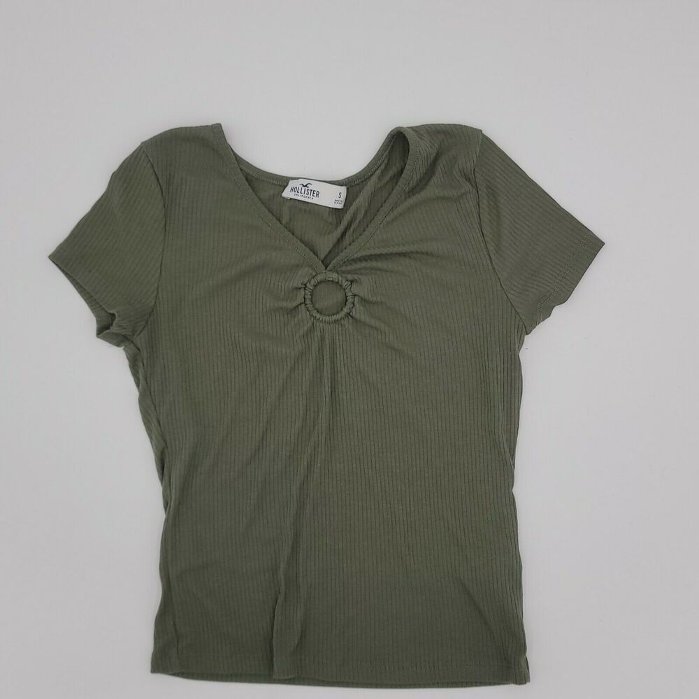 Vintage Hollister Small Y2K Olive Green Ribbed O Ring Top Surfer Chic Grunge